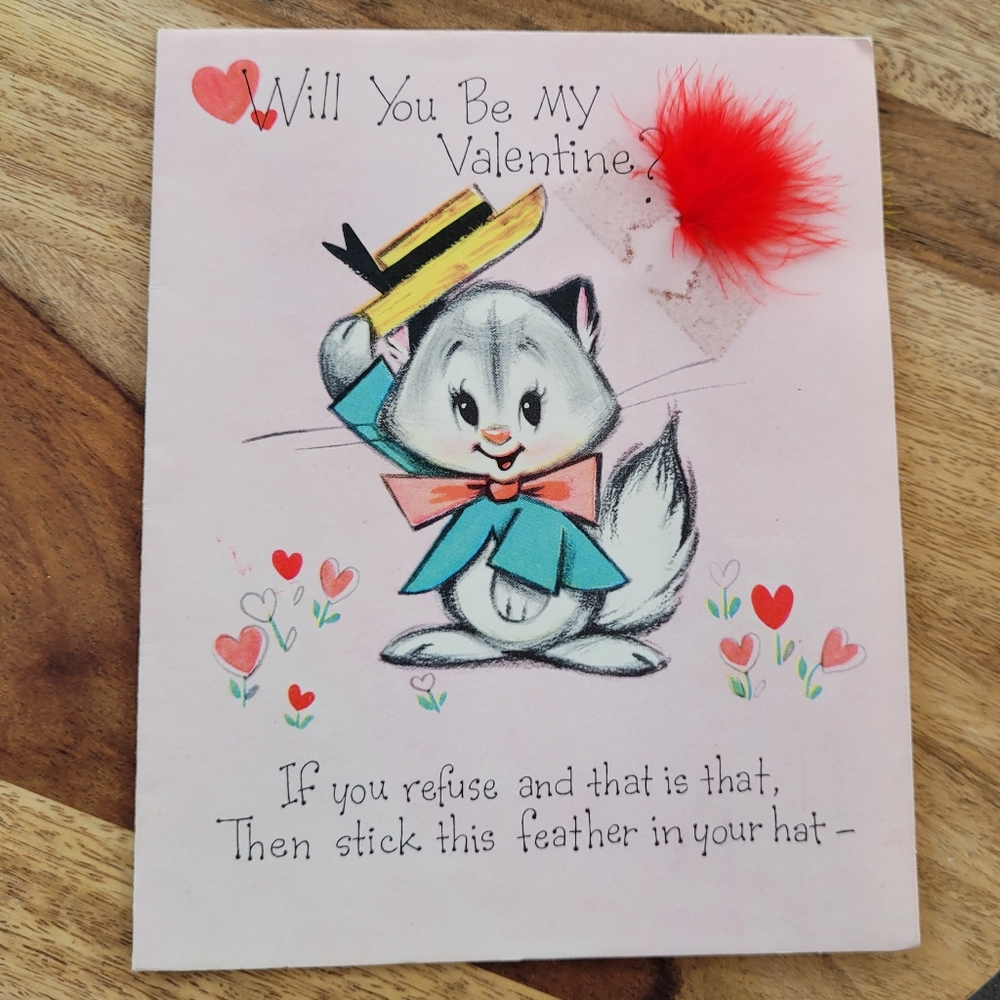Vintage feather Valentine's Day greeting card